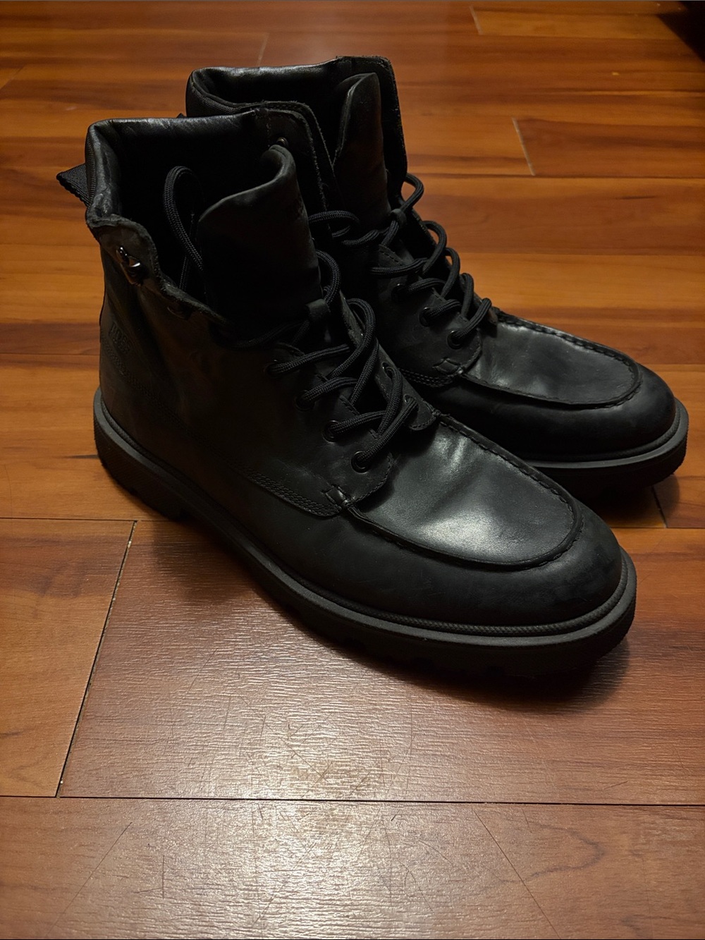 Boss Hugo BossMen's Black Leather Lace-Up Boots Sz 45